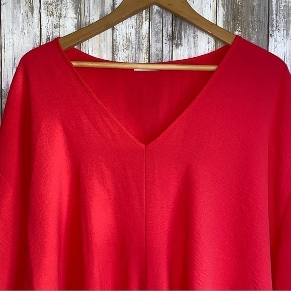 Jodifl Oversized Pink Wide Sleeve Tie Bottom Blouse - Picture 3 of 6